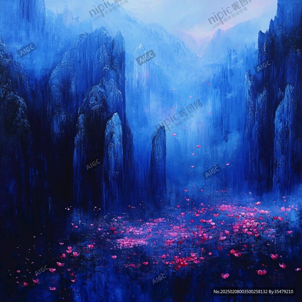 蓝色梦幻山水风情