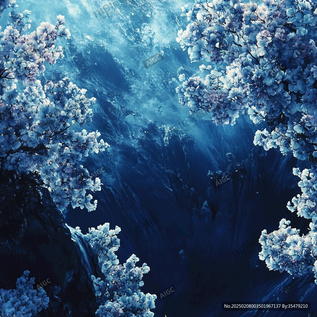 蓝色梦幻山水风情