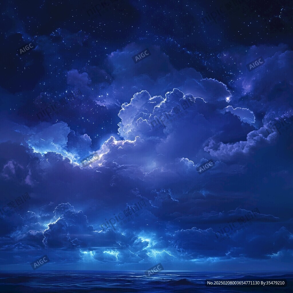 夜晚云彩星星