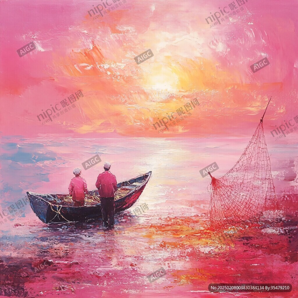 红色小舟装饰画