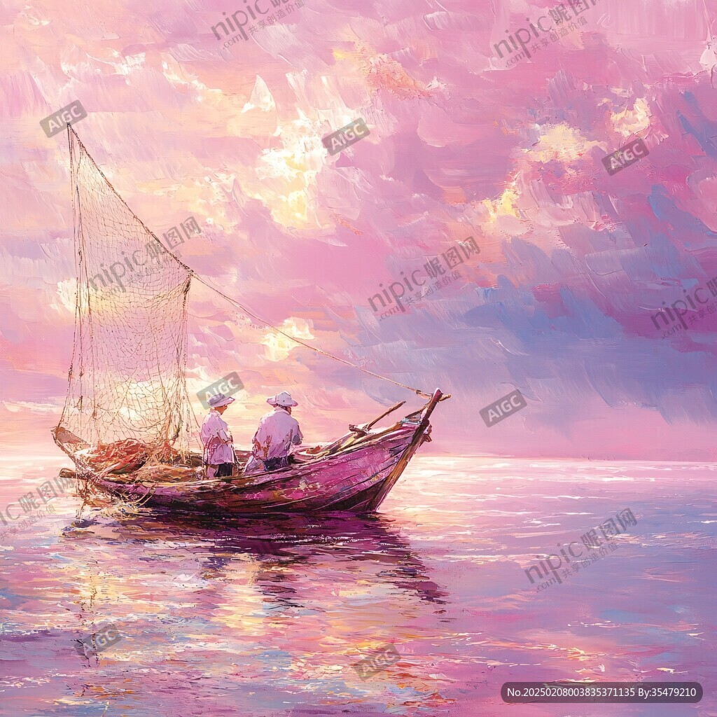 风景画渔船