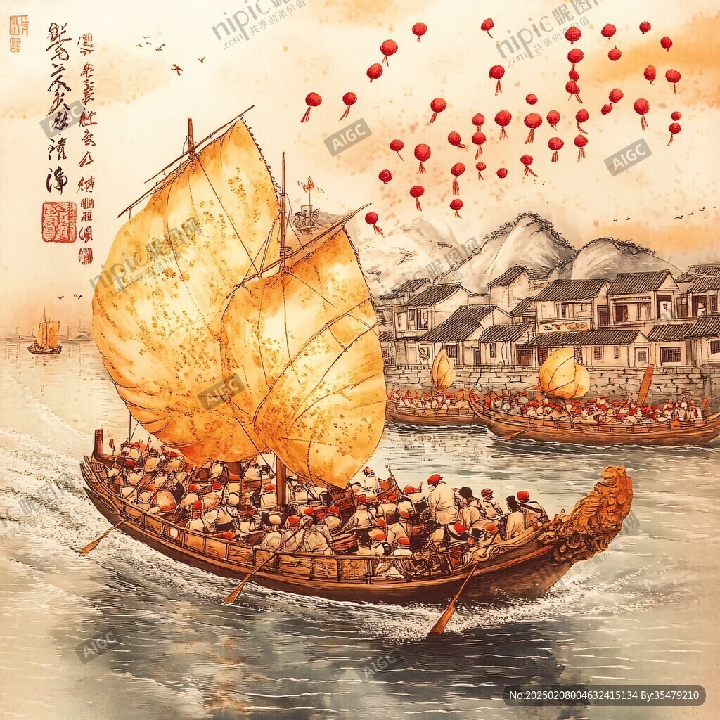 广济桥插画