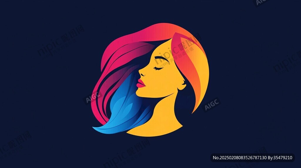 蓝发女logo设计