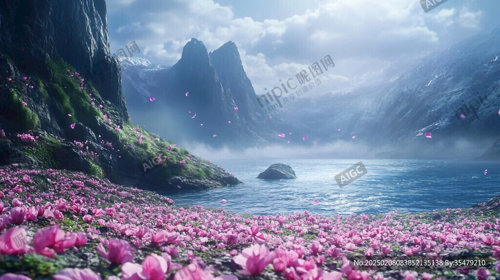 唯美山花意境桃花