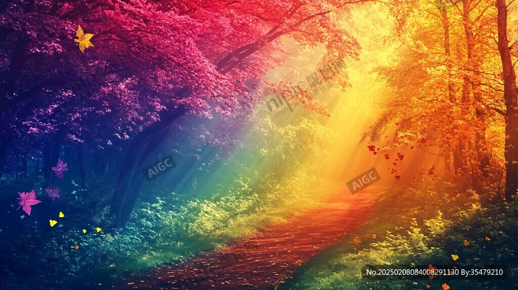梦幻缤纷森林背景墙