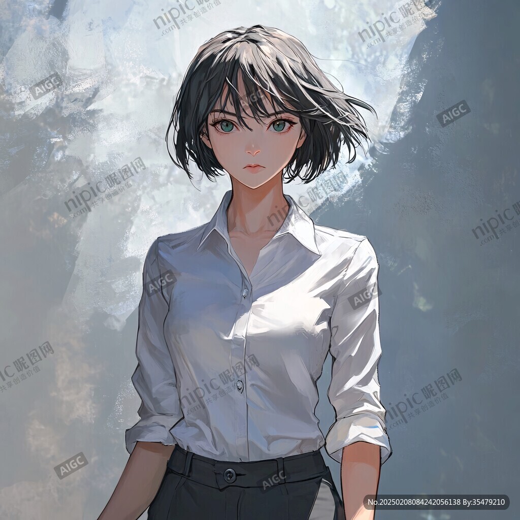 人物插画短发女生
