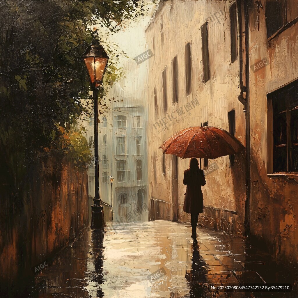 雨巷插画