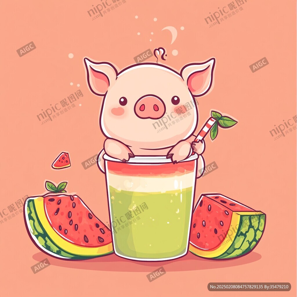 暑期饮品水果插画