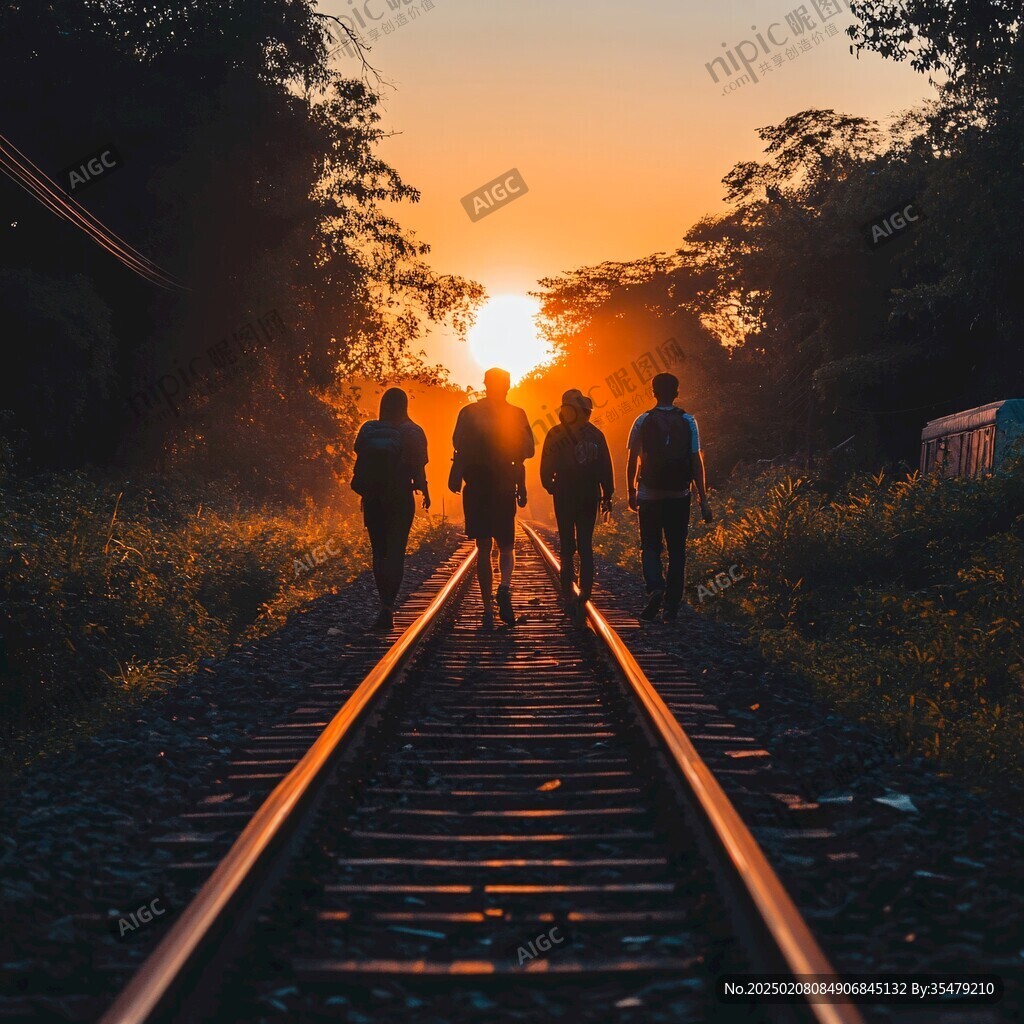 夕阳下的归途