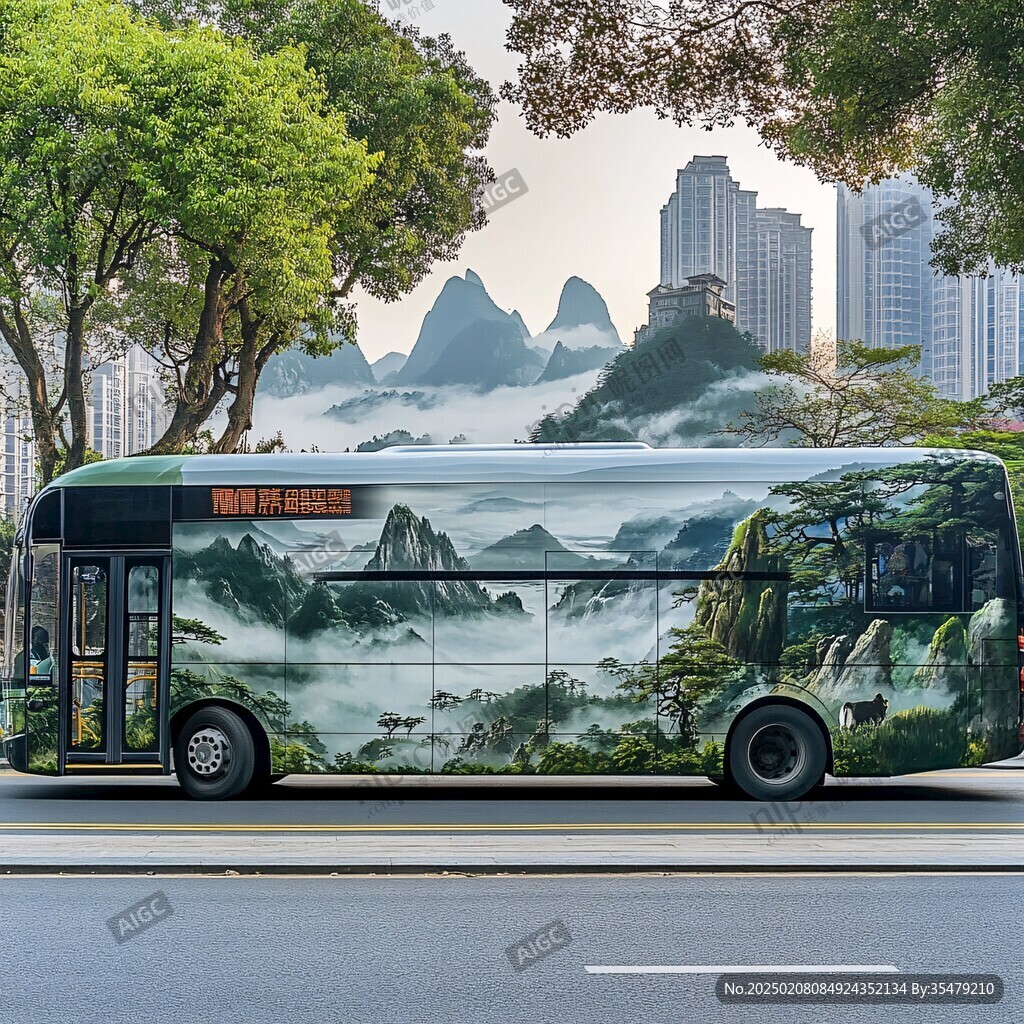 彩绘大巴车