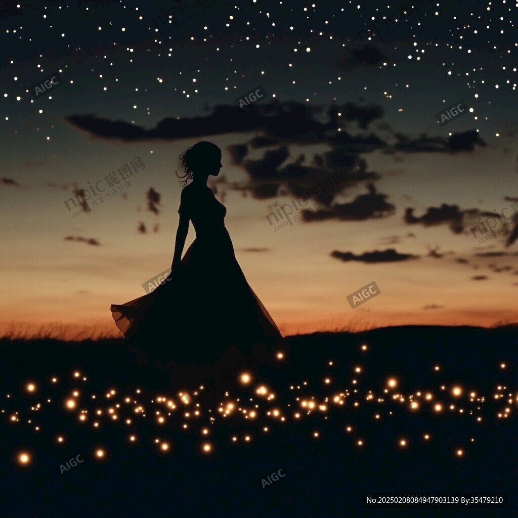 夜晚美女剪影