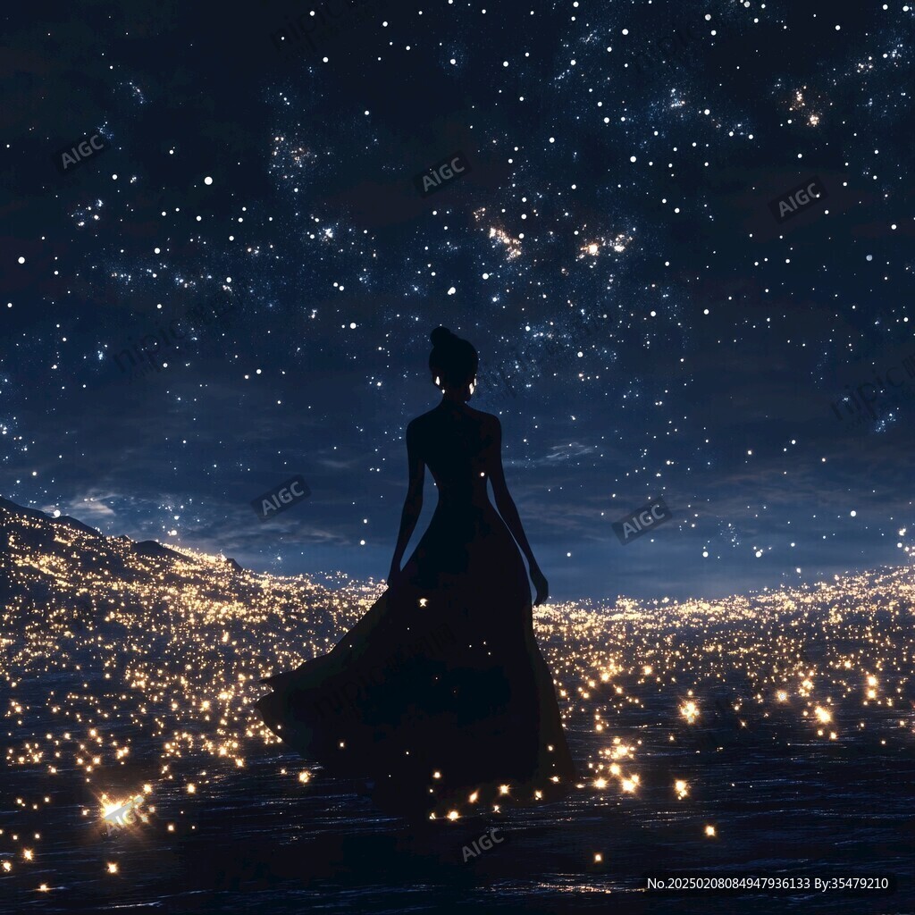 星辰大海女孩背影