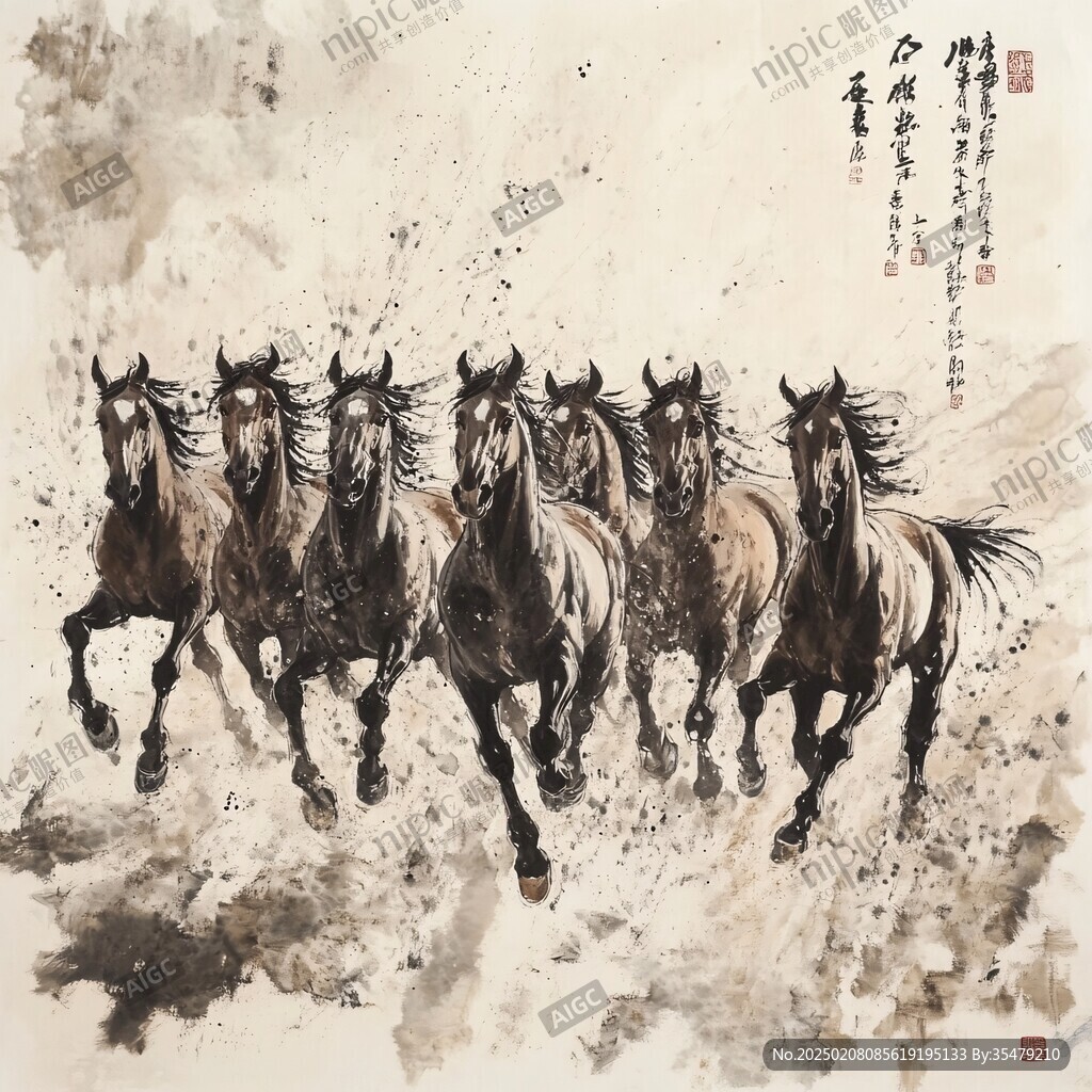 马到成功油画