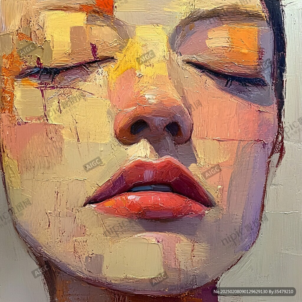 人脸色块拼接装饰画