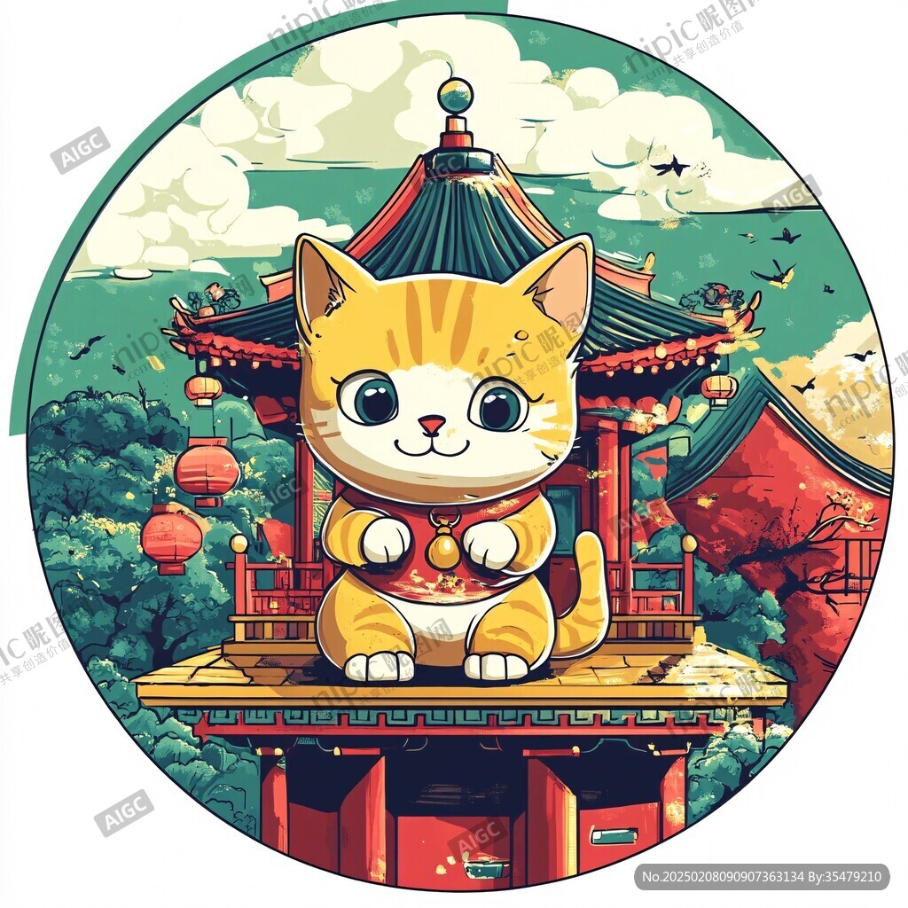 故宫御猫意境插画