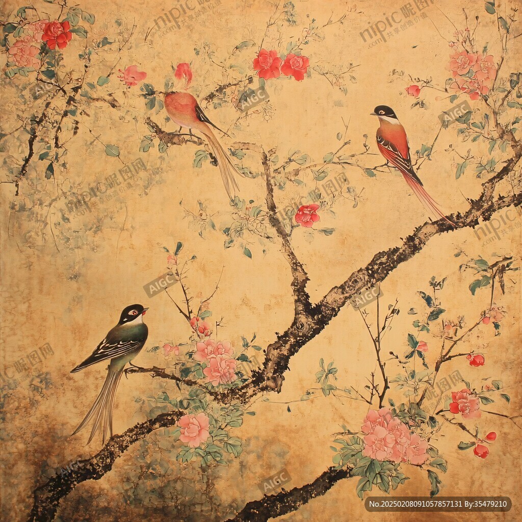 古典古风复古花鸟