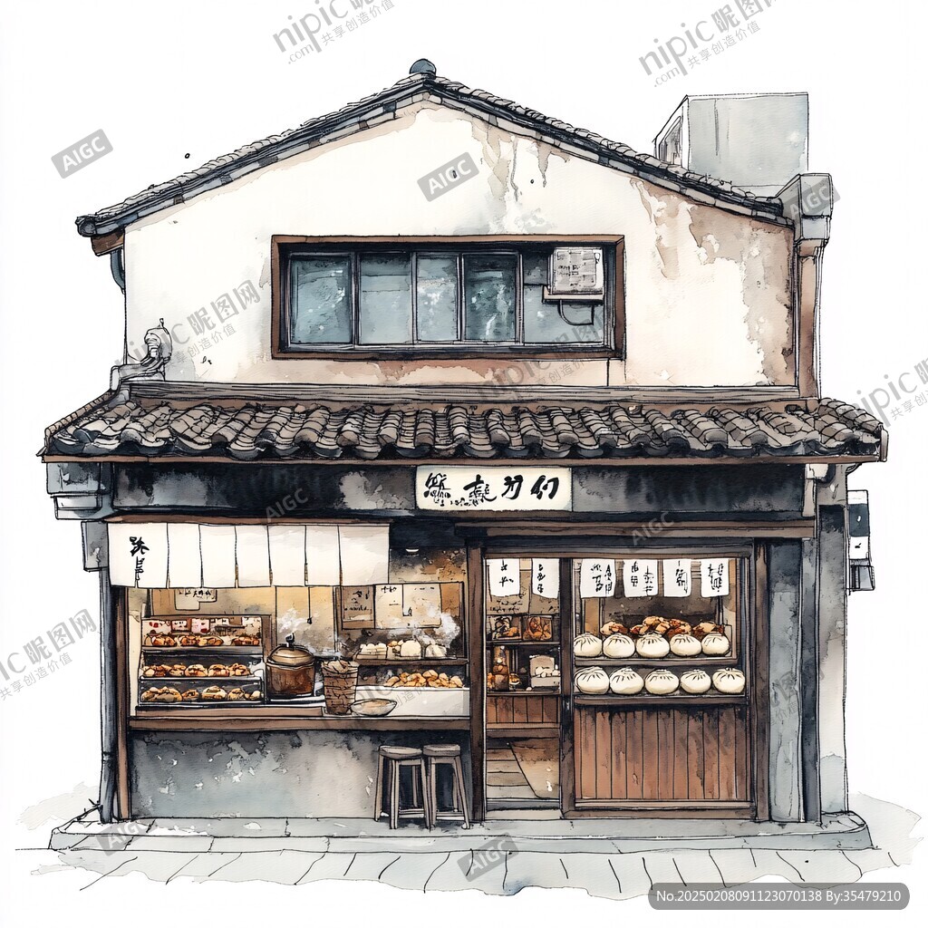糕点铺插画