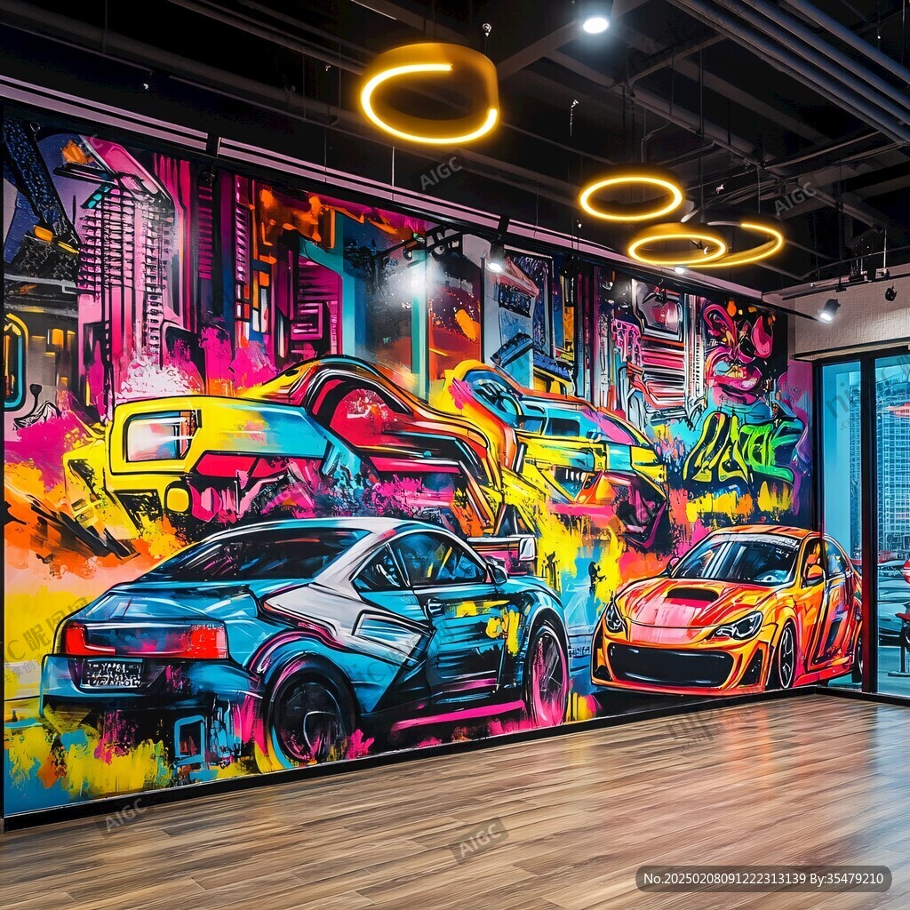 汽车店立体画