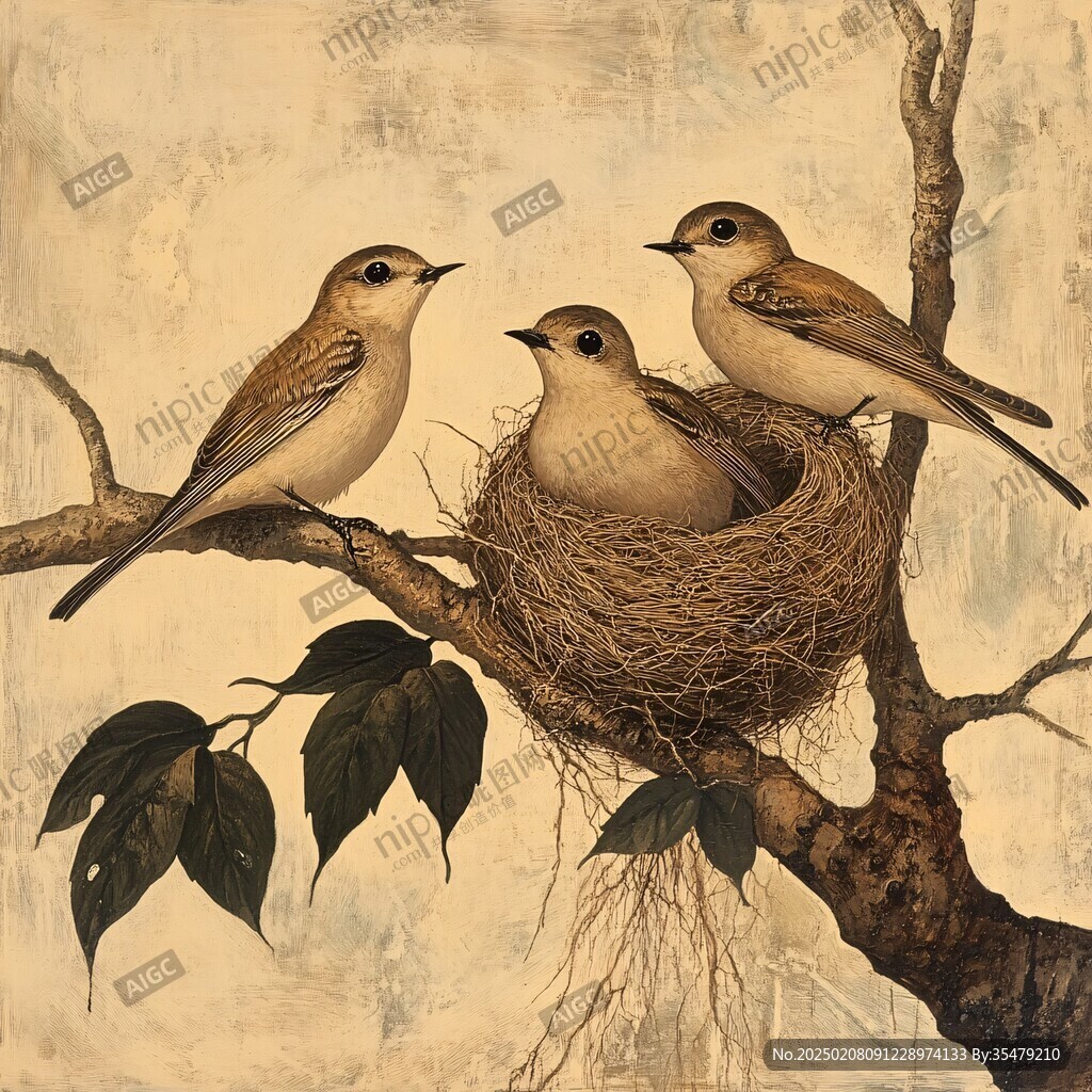 欧美怀旧鸟类装饰画