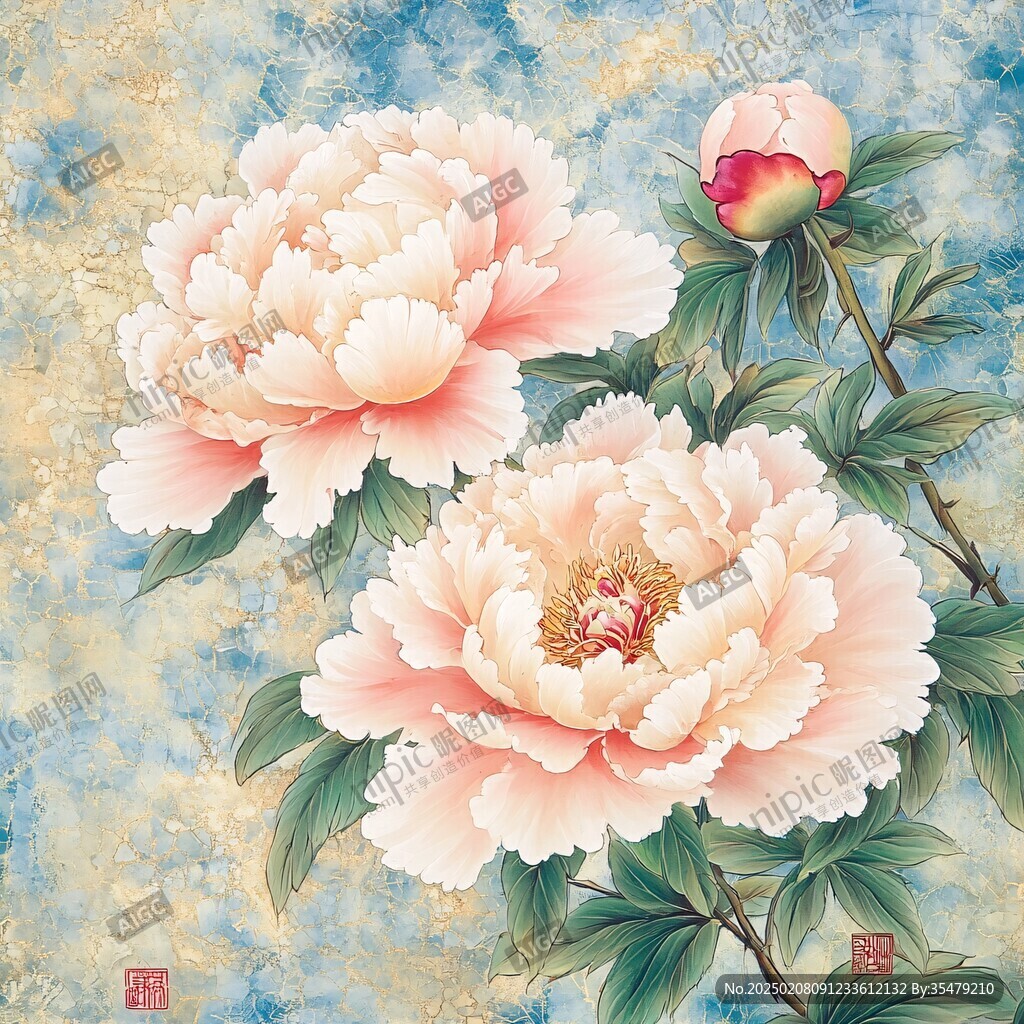 工笔芍药花