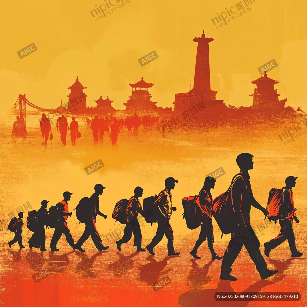 宁夏城市剪影插画水彩