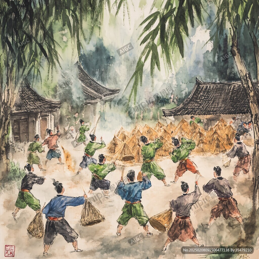西双版纳城市旅游水彩