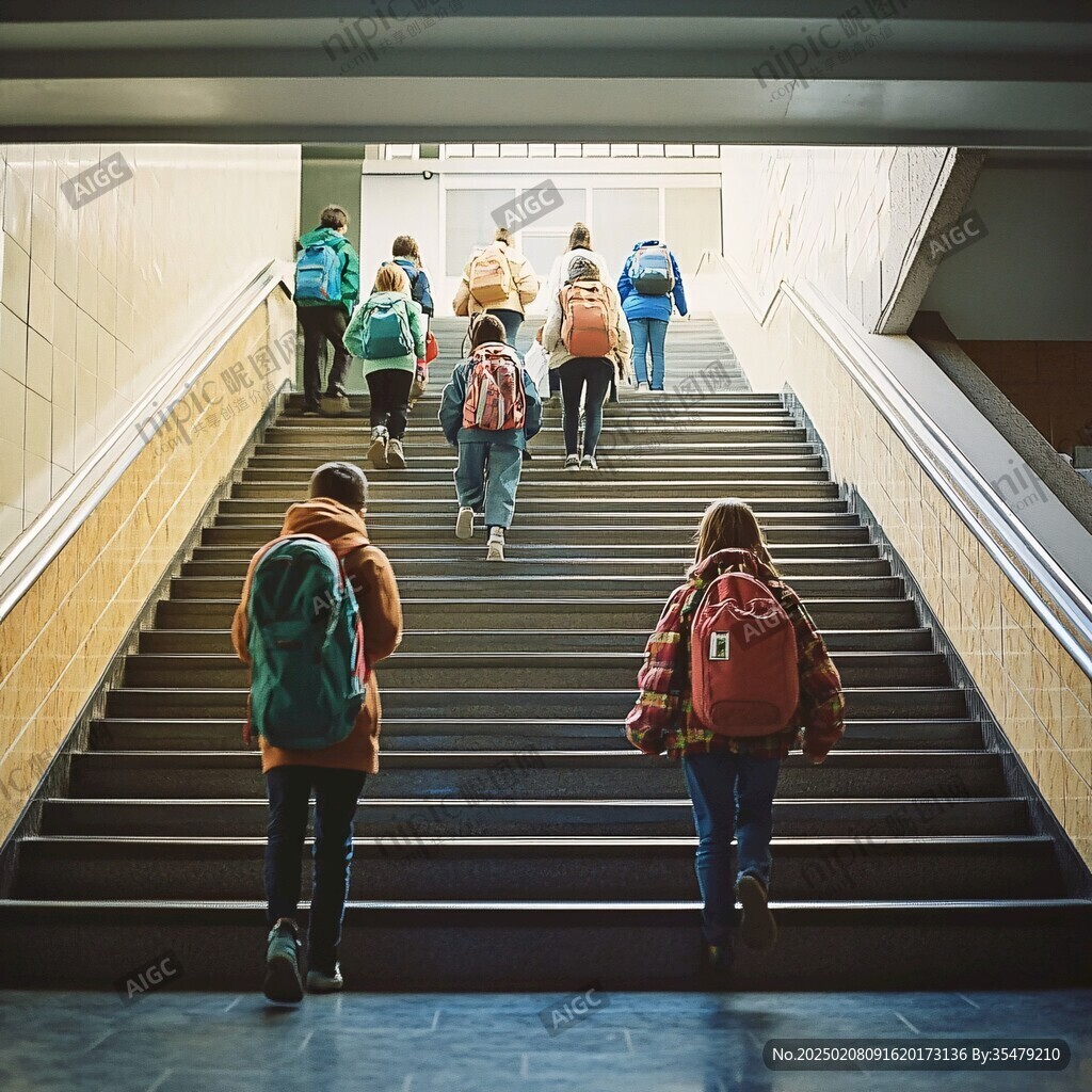学生活动楼梯剪影