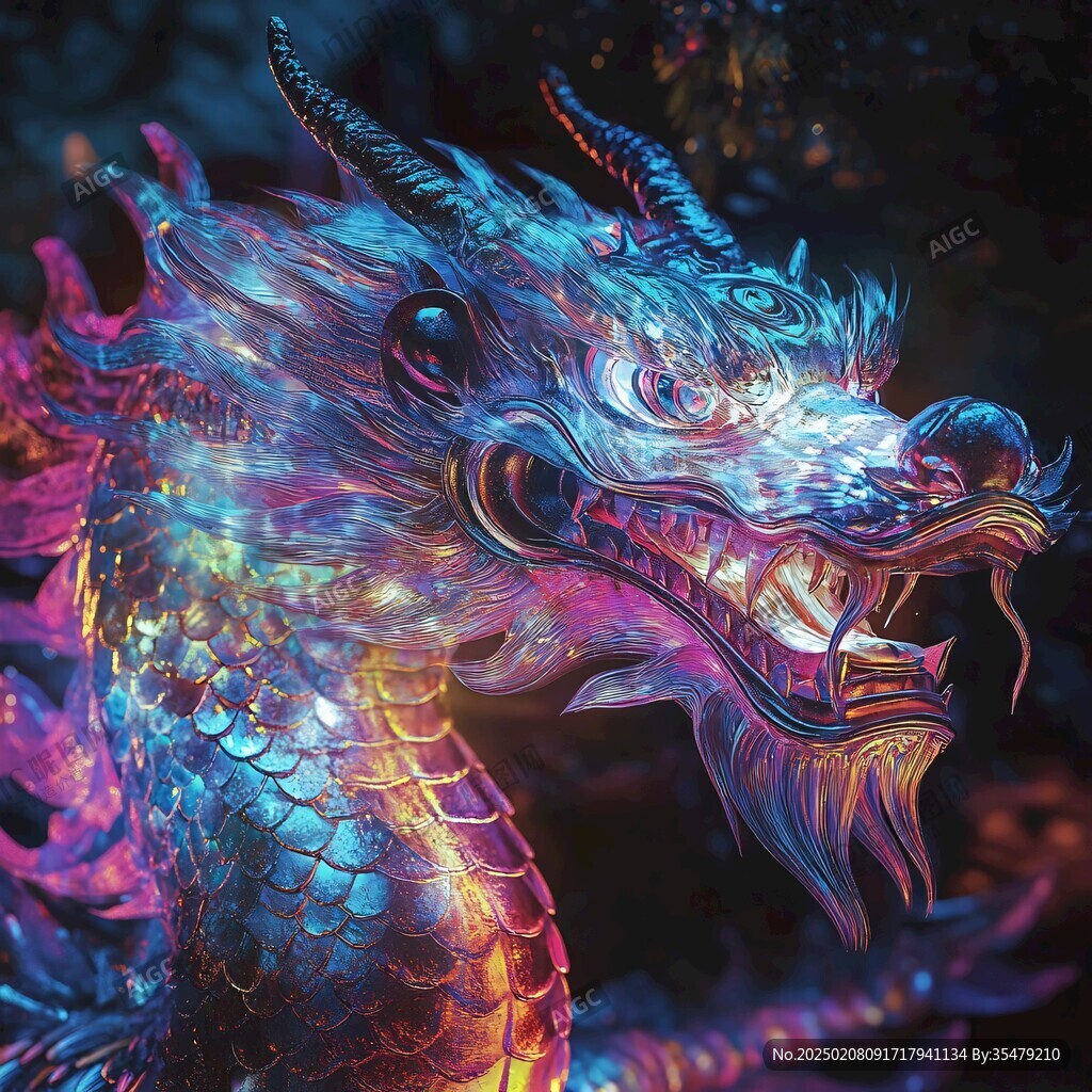 龙年烫金插画