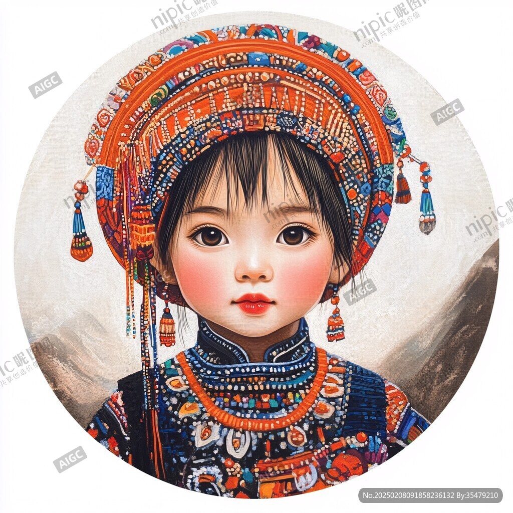 手绘壮族女孩