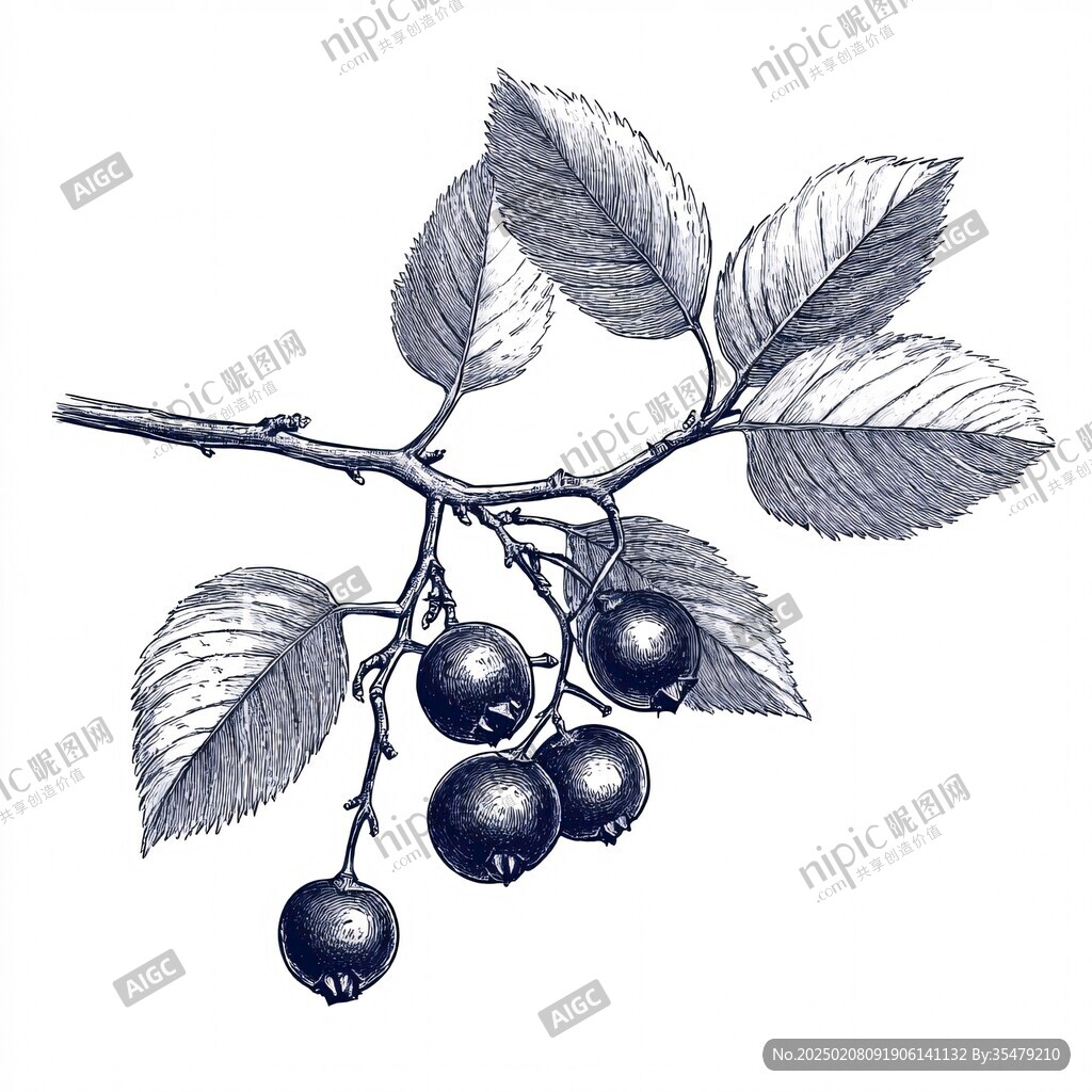 木蓝莓线稿