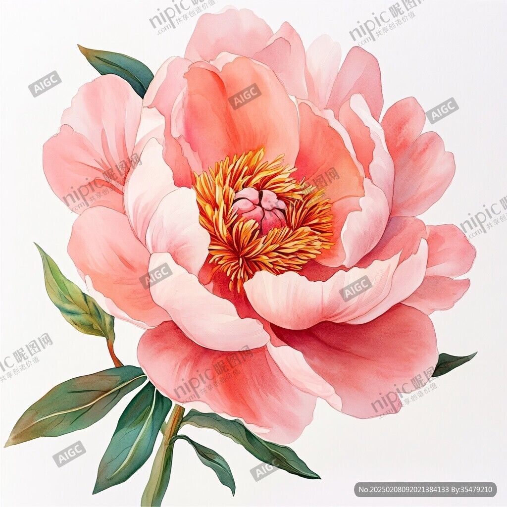 手绘立体牡丹花卉