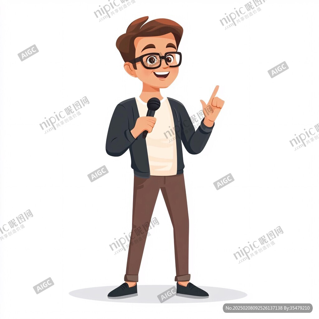 卡通年轻男主持人