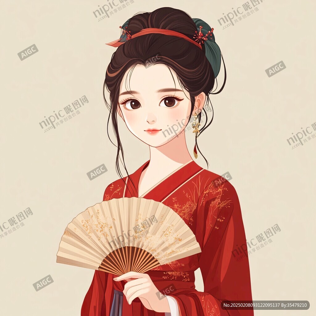 插画汉服女孩
