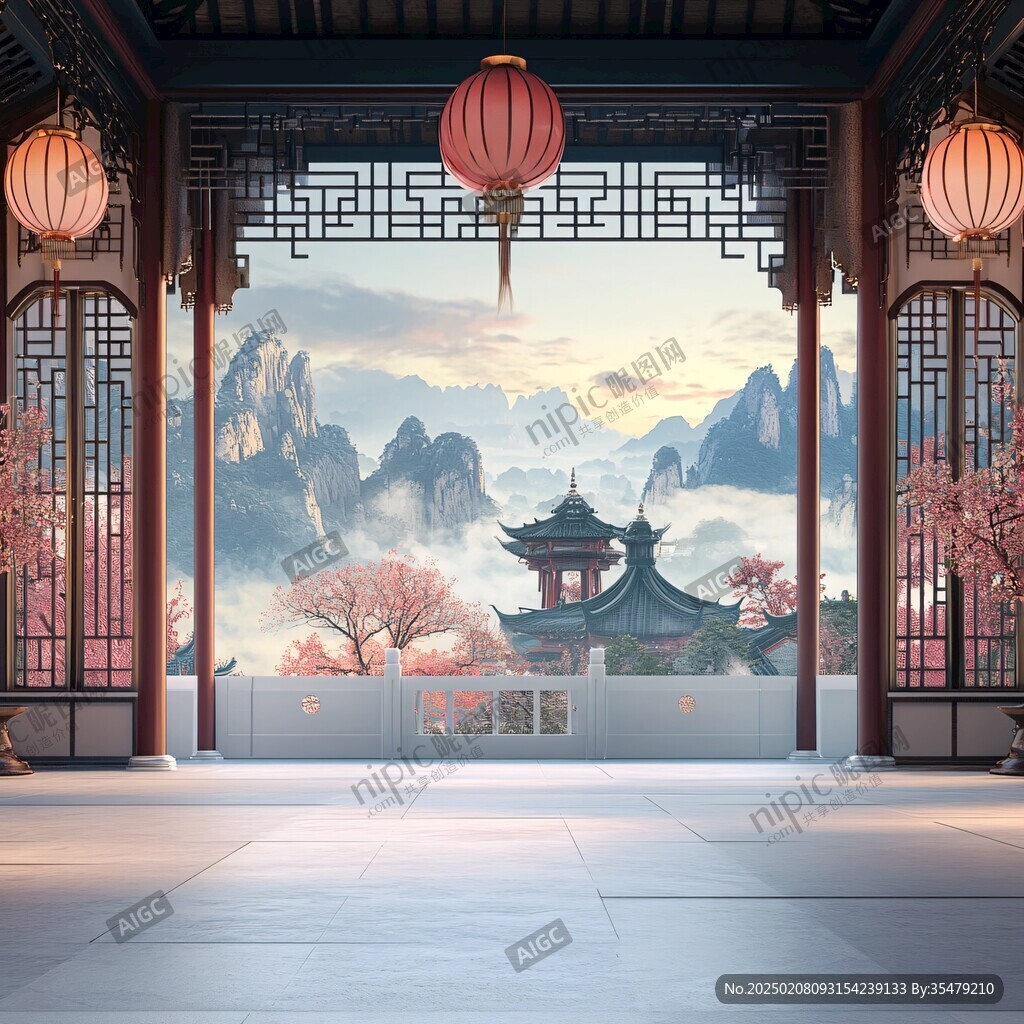 亭台楼阁背景