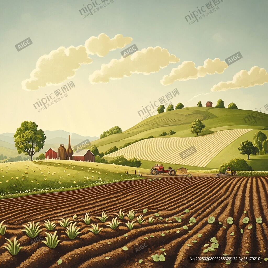 田间农业插画