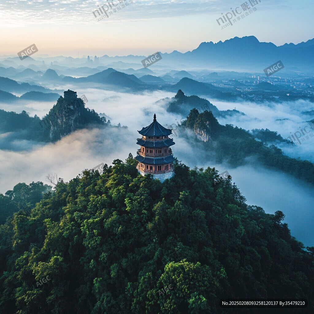 贤山晨雾