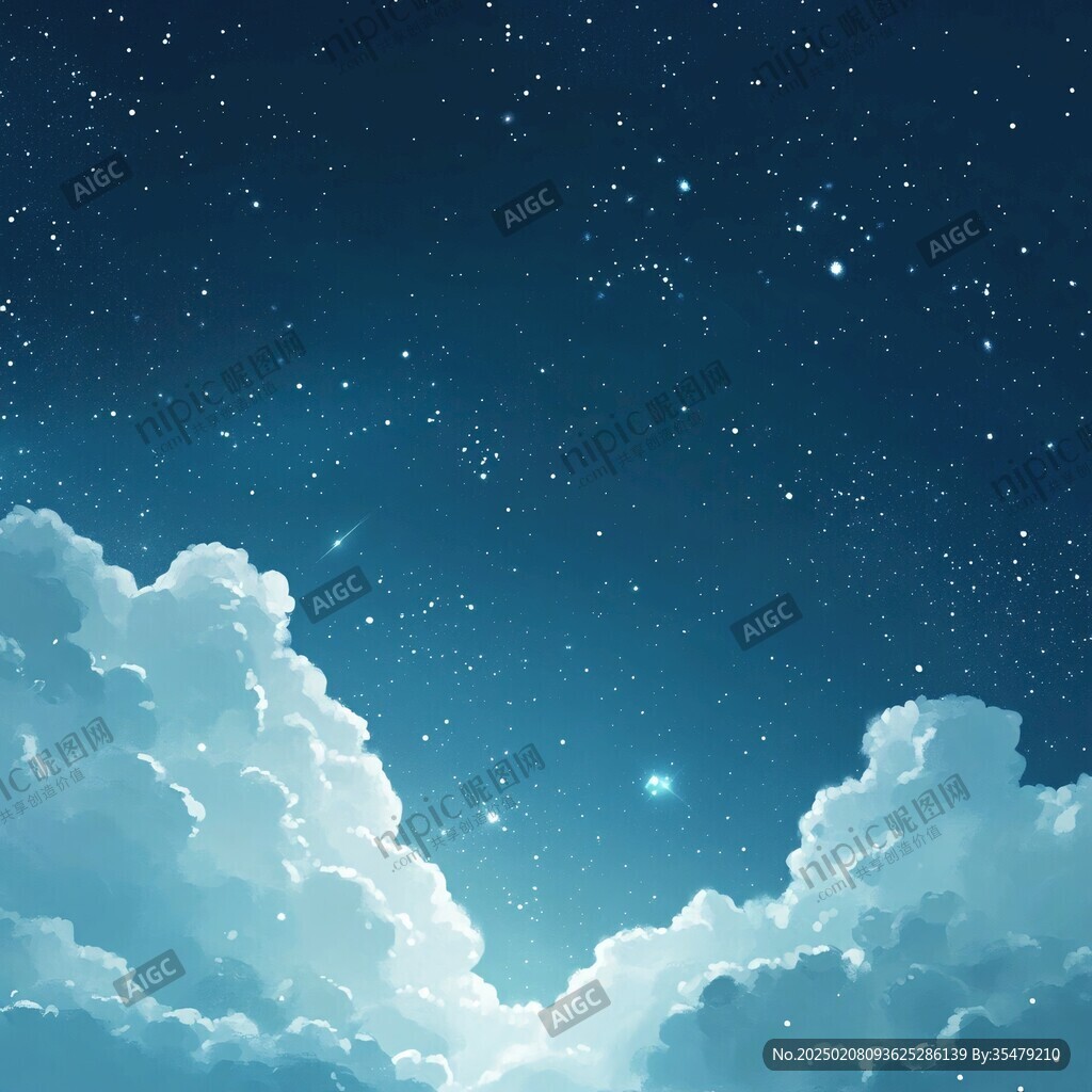 夜晚云彩星星