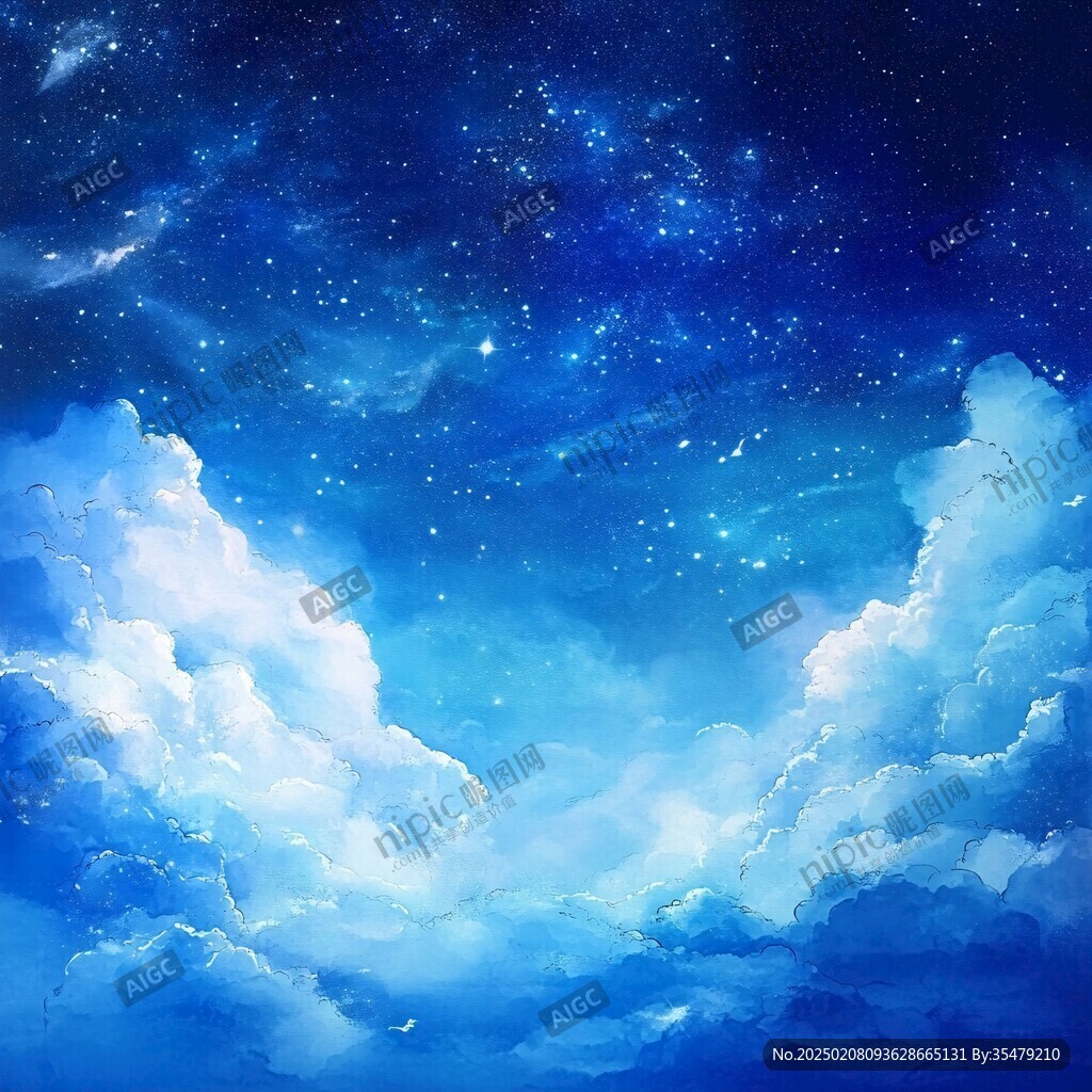 夜晚云彩星星