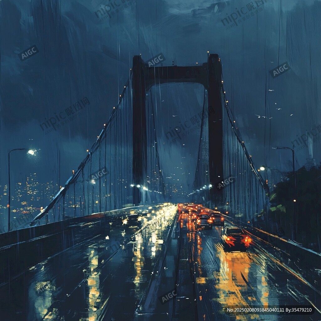 雨中大桥