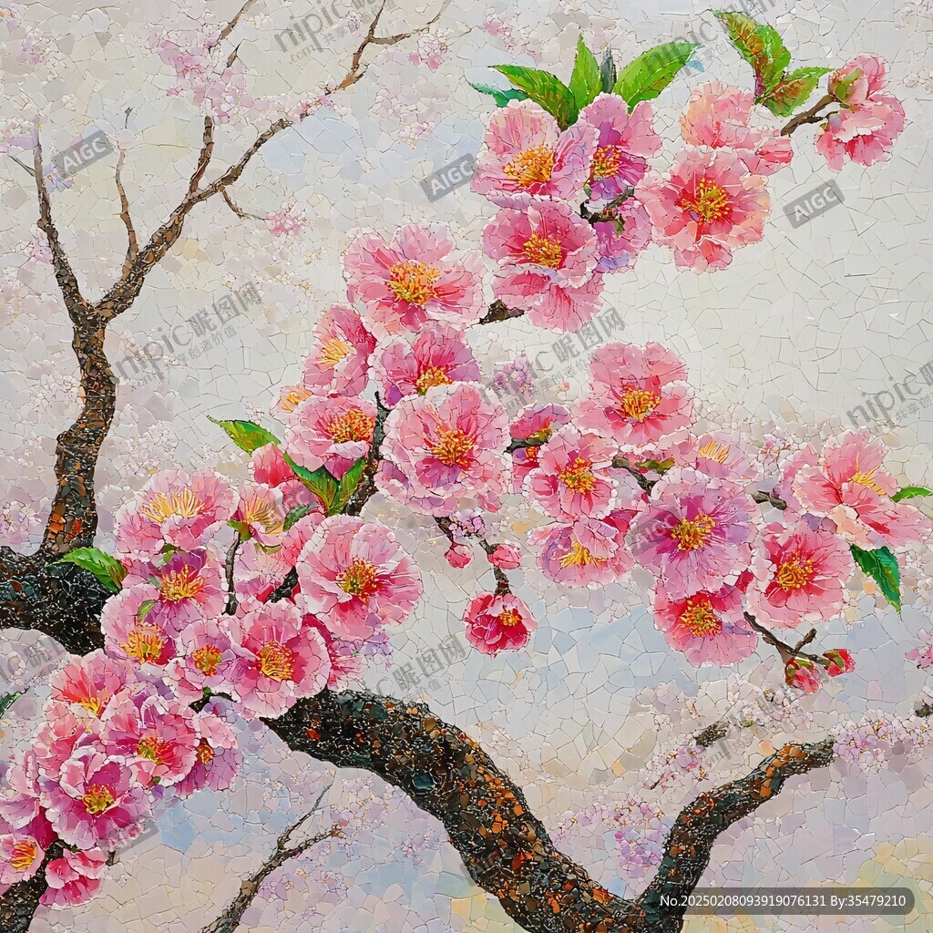 桃花油画装饰画
