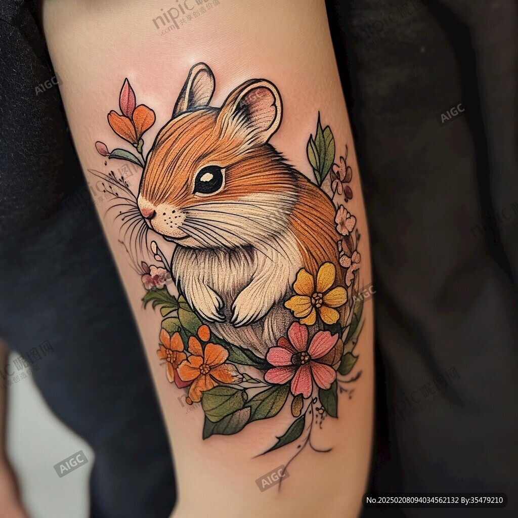 线描金花鼠