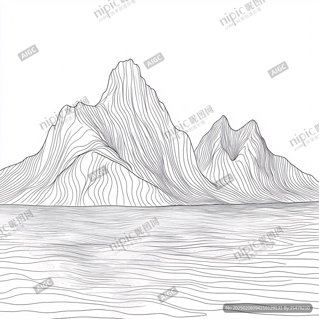 线描山插画