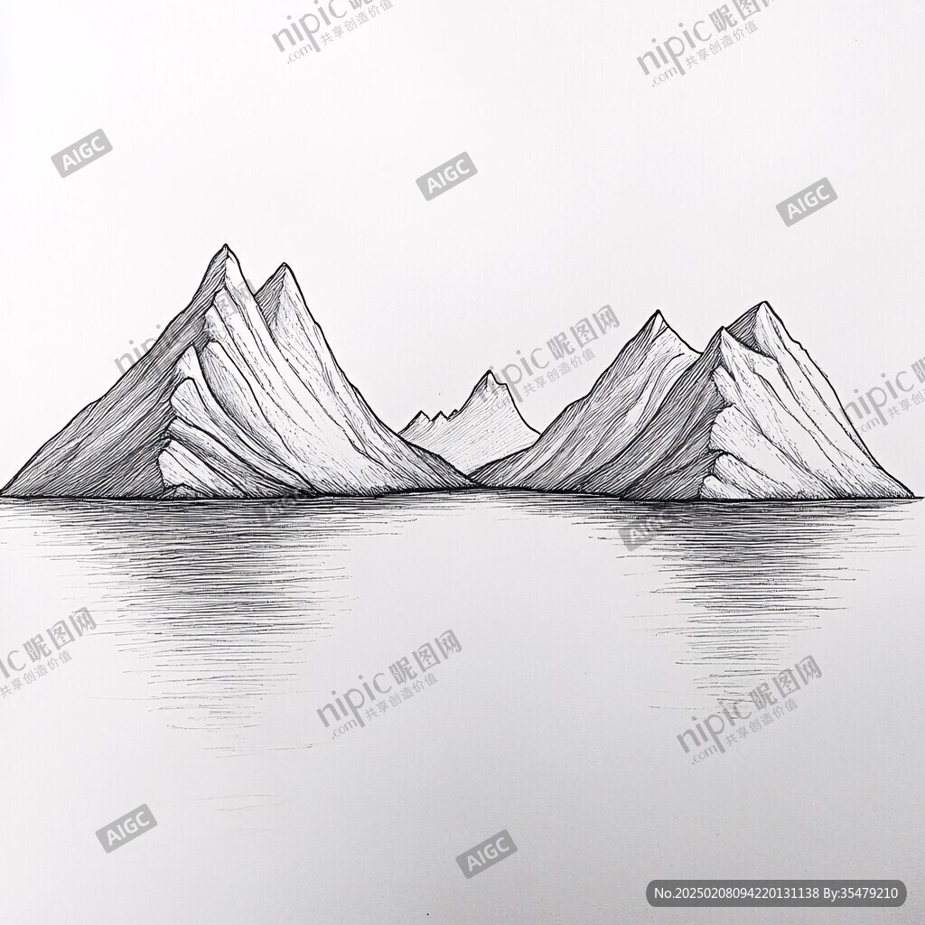 手绘山湖