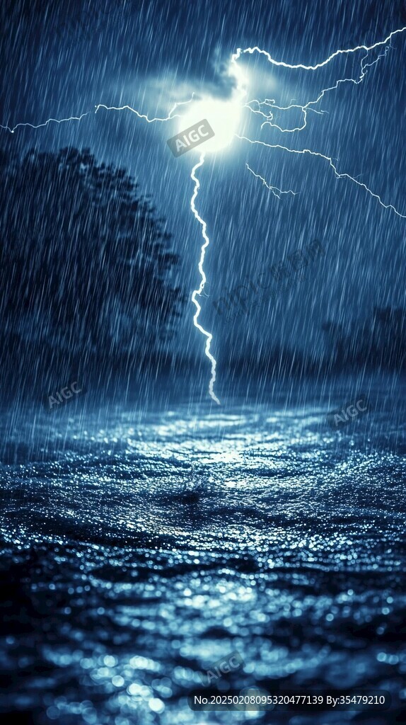 太阳云朵闪电雨滴