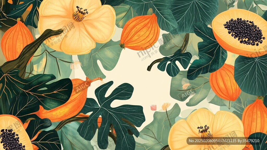 植物背景扁平插画