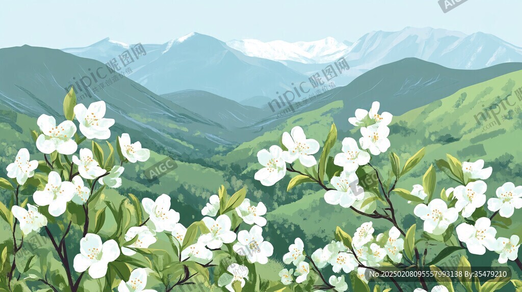 雪山与花儿