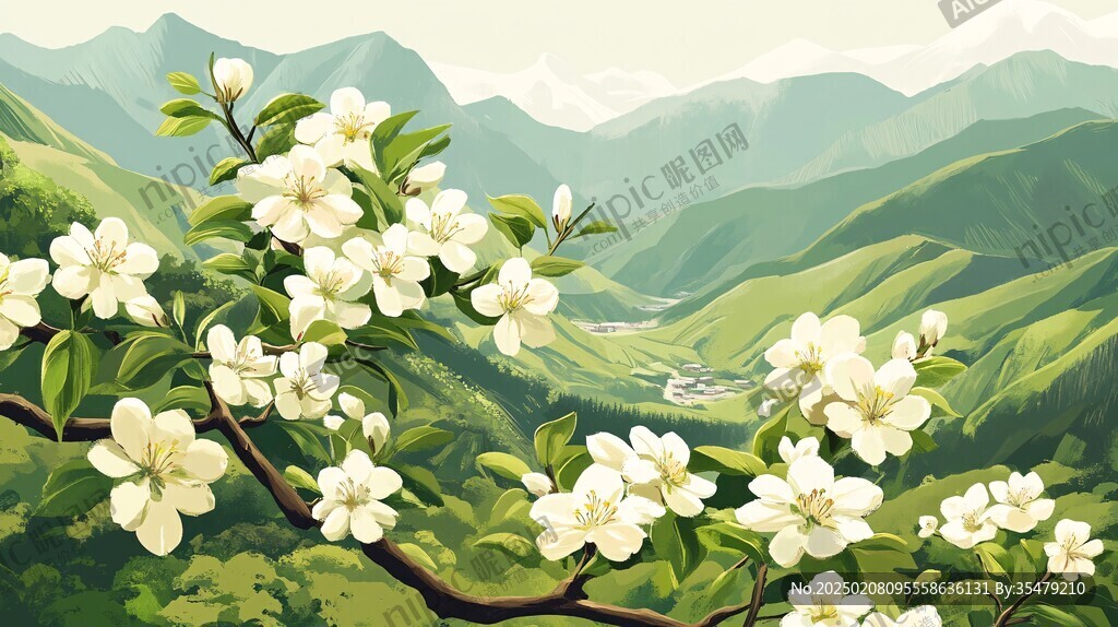 山茶油包装插画