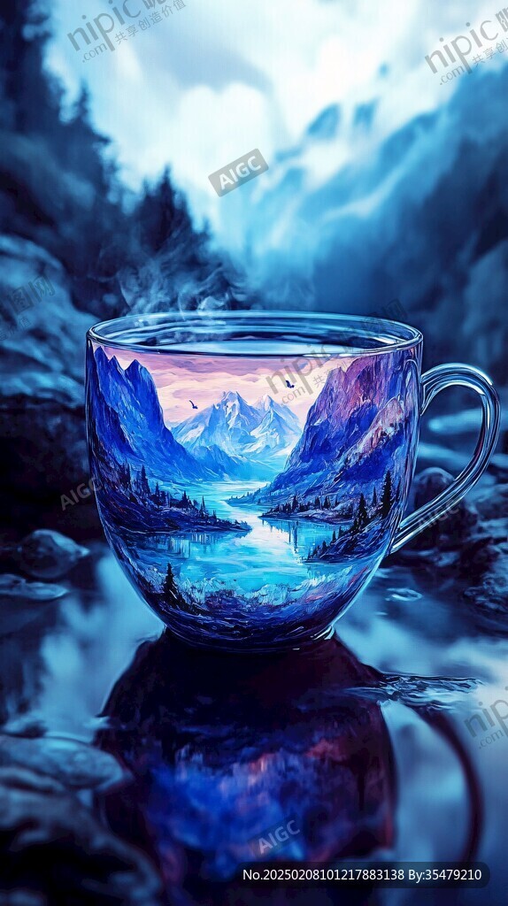 风景图茶壶
