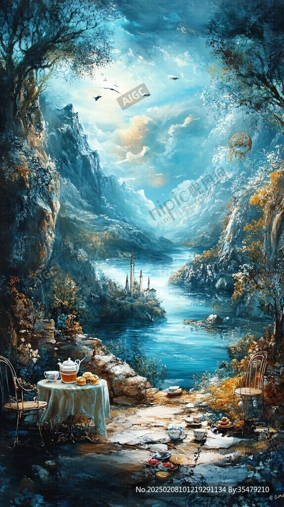 唯美山水油画