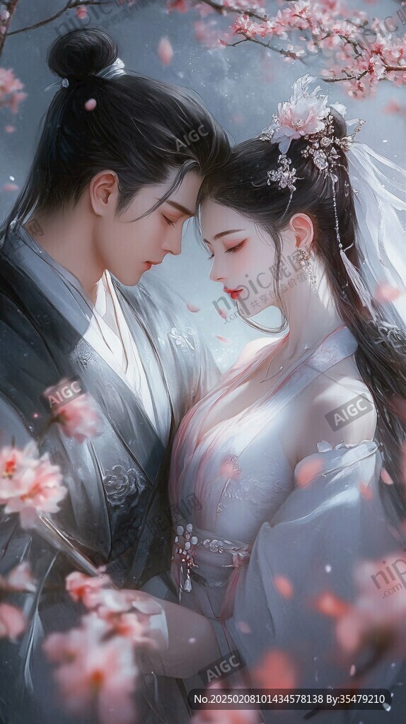 古风情侣插画
